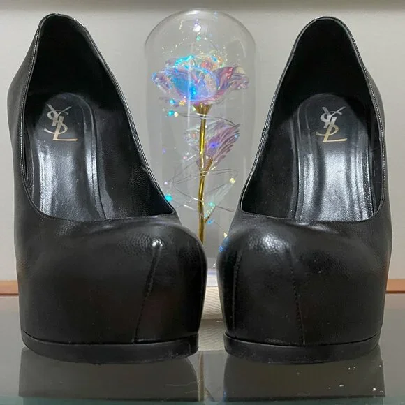 YSL: TRIBTOO 105 Pump, Black Leather, Size 40 (9) - Picture 1 of 8